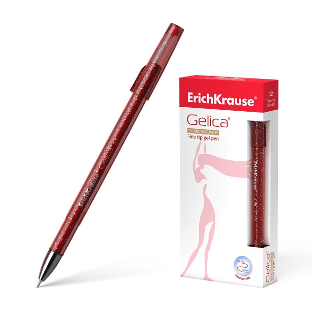 Ручка гелевая красная EK Gelica 0.4мм красный корпус