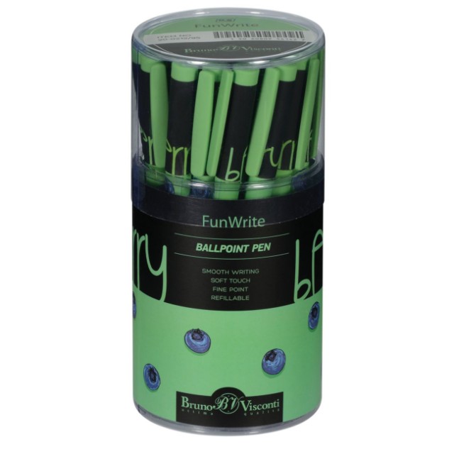 Ручка шариковая синяя BV FunWrite. Ягоды. Графика. Голубика 0,5мм Превью 4