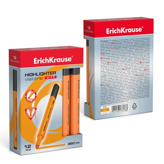 Маркер-выделитель оранжевый Visioline V-17 Превью 1