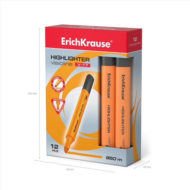 Маркер-выделитель оранжевый Visioline V-17 Превью 4