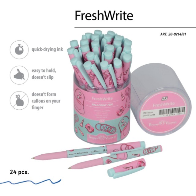 Ручка шариковая синяя BV FreshWrite. Life Style. Pink dream 0,7мм принт Превью 2