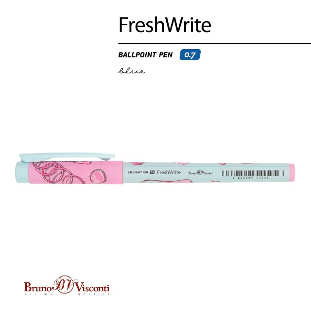 Ручка шариковая синяя BV FreshWrite. Life Style. Pink dream 0,7мм принт Превью 4