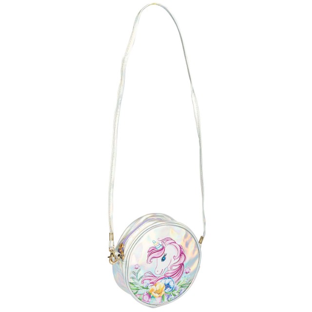Сумка детская Сказочный единорог серебристая, круглая, 18х7см. Превью 1