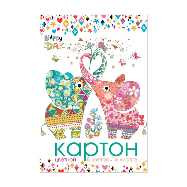 Картон цветной А4 16л 8цв мелов Мультики ассорти Превью 3