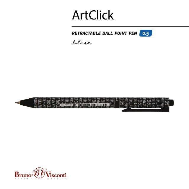 Ручка шариковая синяя BV ArtClick Буквы 0,5мм принт авт Превью 5