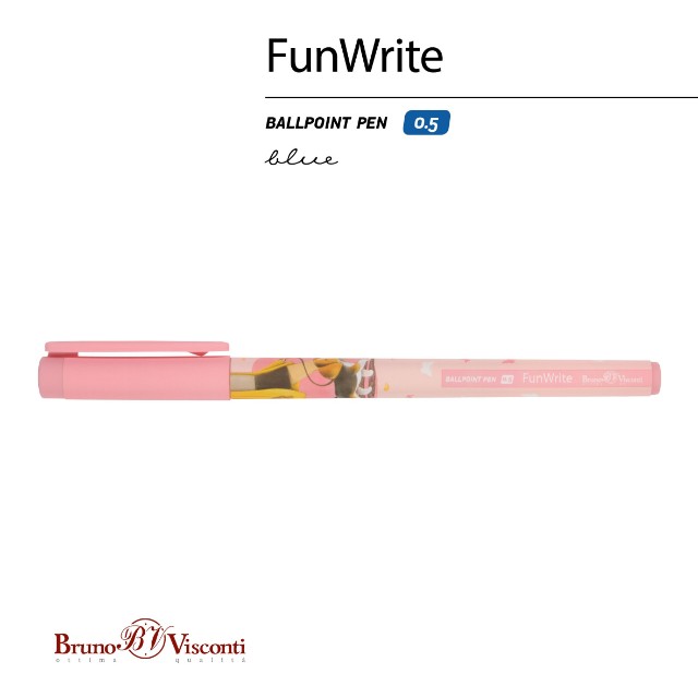 Ручка шариковая синяя BV FunWrite Городская прогулка. Бигль 0,5мм принт Превью 4