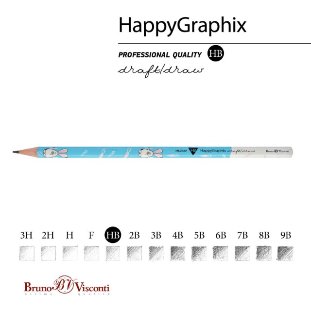 Карандаш ч/гр HB BV HappyGraphix Зайки с морковкой Превью 2