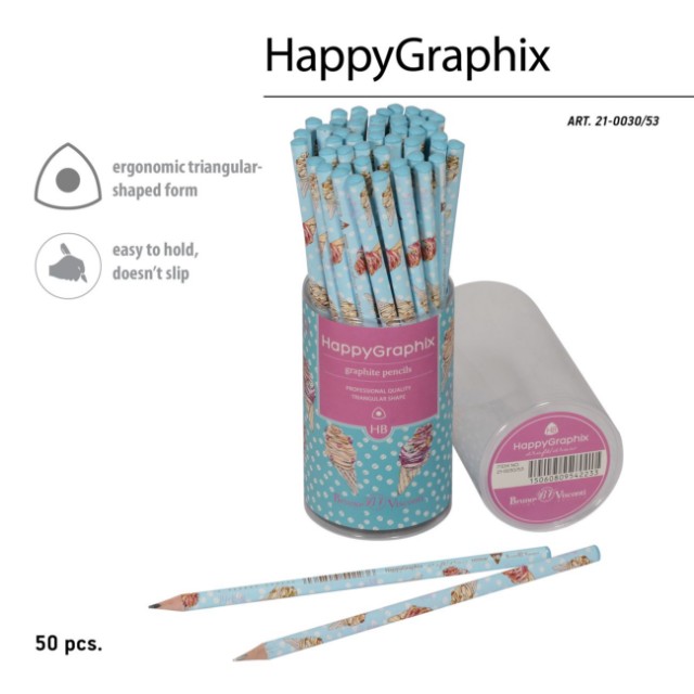 Карандаш ч/гр HB BV HappyGraphix Мороженое. Сахарный рожок б/ластика Превью 8
