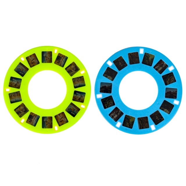 Очки 3D Животные и Динозавры квадратные фиолетовые (цветные cтереодиапозитивы 2 диска со слайдами) Превью 4