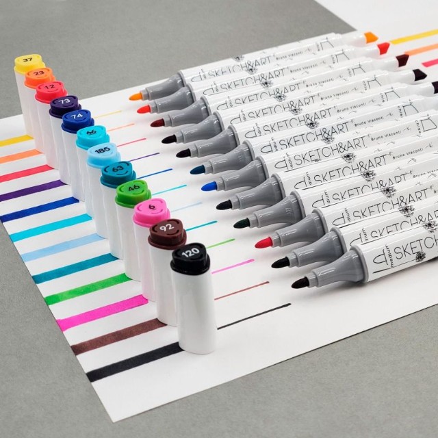 Маркеры д/скетчинга двуст 12цв 1-6мм BV Sketch&Art Базовый Превью 8
