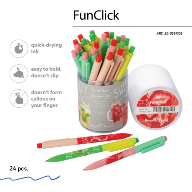 Ручка шариковая синяя BV FunClick My refresh 0,7мм принт Превью 2