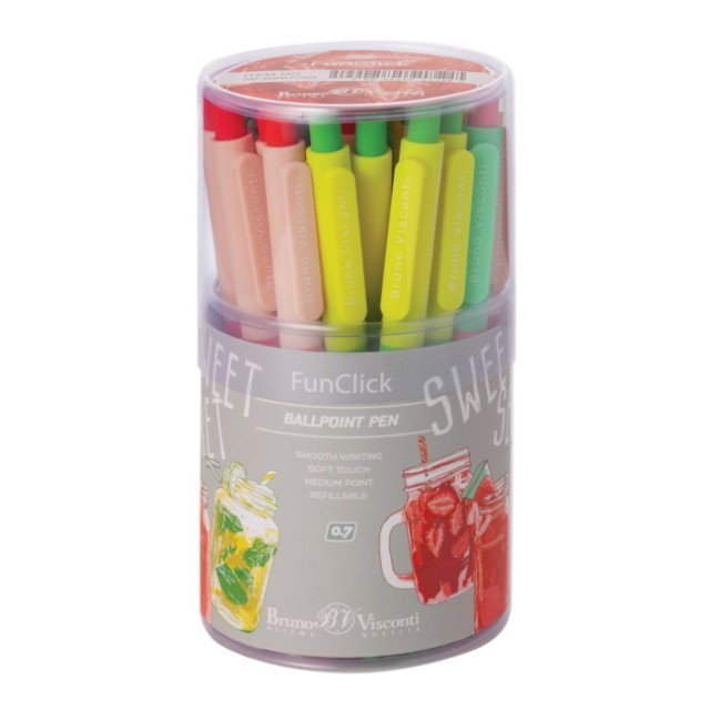 Ручка шариковая синяя BV FunClick My refresh 0,7мм принт Превью 4