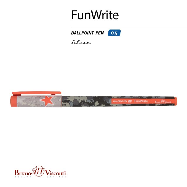 Ручка шариковая синяя BV FunWrite Military. Airforce 0,5мм принт Превью 2