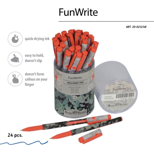 Ручка шариковая синяя BV FunWrite Military. Airforce 0,5мм принт Превью 1