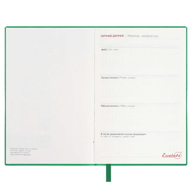Ежедневник А6 2025г Escalada Бейбискин зелёный (кожзам Превью 9