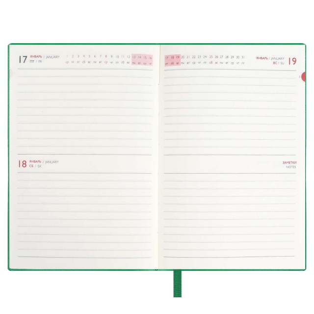 Ежедневник А6 2025г Escalada Бейбискин зелёный (кожзам Превью 5