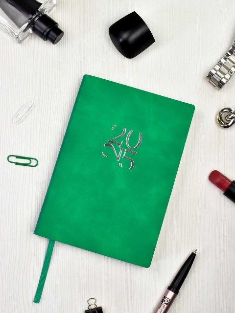 Ежедневник А6 2025г Escalada Бейбискин зелёный (кожзам Превью 7