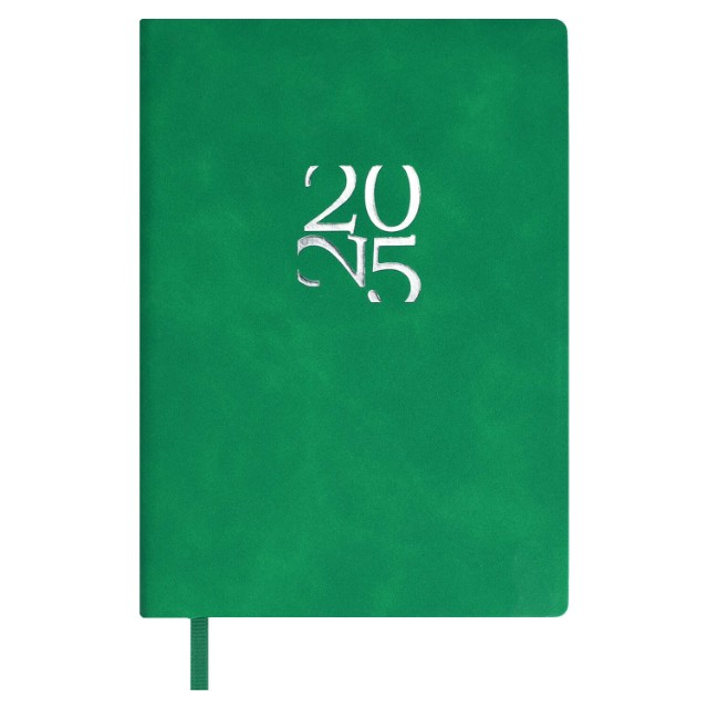 Ежедневник А6 2025г Escalada Бейбискин зелёный (кожзам