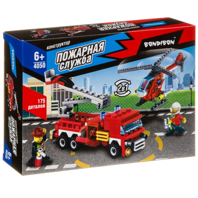 Конструктор Пожарная служба Вертолет, Машина 175дет
