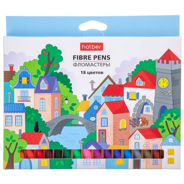 Фломастеры 18 цв Hatber Городок к/к