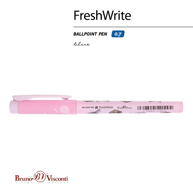 Ручка шариковая синяя BV FreshWrite Кофемания. Капучино 0,7мм принт Превью 4