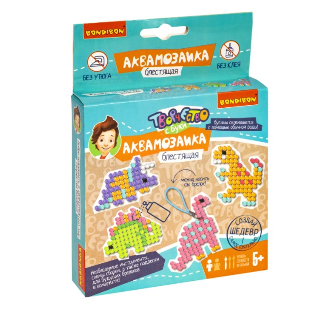 Творч Аквамозаика Блестящая Динозавры