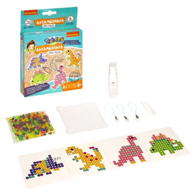 Творч Аквамозаика Блестящая Динозавры Превью 1