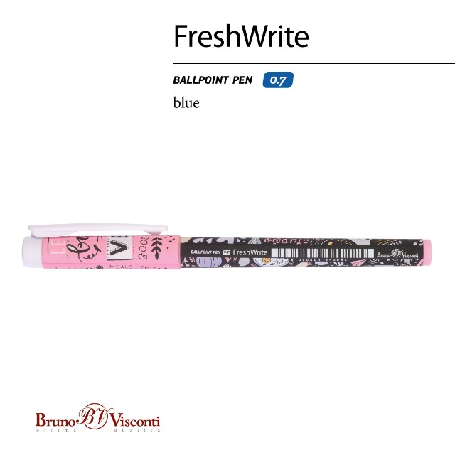 Ручка шариковая синяя BV FreshWrite. Vegan Ароматный кофе 0,7мм принт Превью 1