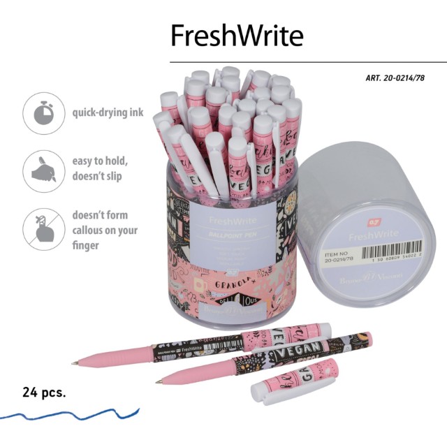 Ручка шариковая синяя BV FreshWrite. Vegan Ароматный кофе 0,7мм принт Превью 2