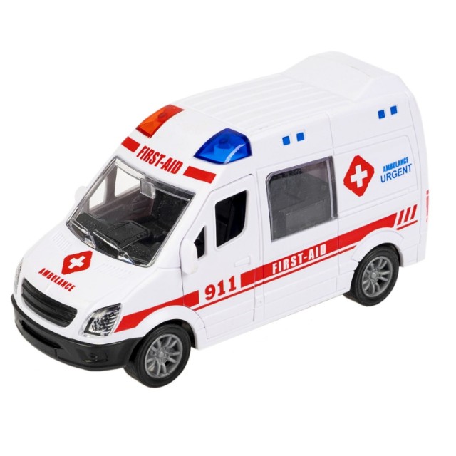 Машина Микроавтобус Скорой помощи белый инерц, открыв.двери и багажник, 12,2см пласт Превью 4