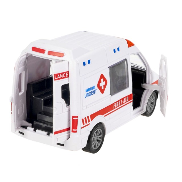Машина Микроавтобус Скорой помощи белый инерц, открыв.двери и багажник, 12,2см пласт Превью 7