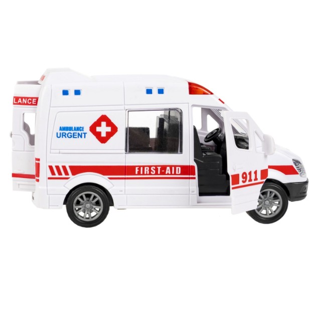 Машина Микроавтобус Скорой помощи белый инерц, открыв.двери и багажник, 12,2см пласт Превью 2