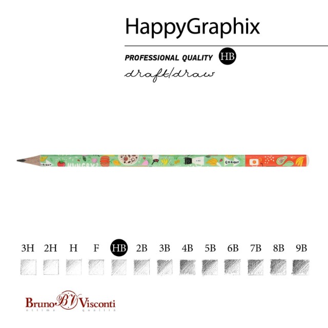 Карандаш ч/гр HB BV HappyGraphix Веган. Тыква принт б/ластика Превью 1