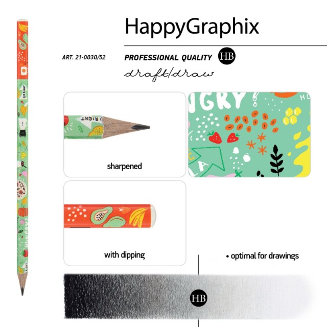 Карандаш ч/гр HB BV HappyGraphix Веган. Тыква принт б/ластика Превью 3