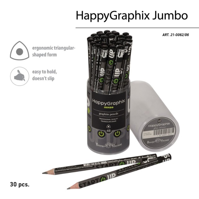 Карандаш ч/гр толстый 4B BV HappyGraphix Jumbo. Start Up 3.5 MM Превью 3