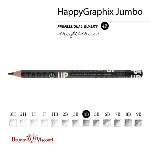 Карандаш ч/гр толстый 4B BV HappyGraphix Jumbo. Start Up 3.5 MM Превью 1
