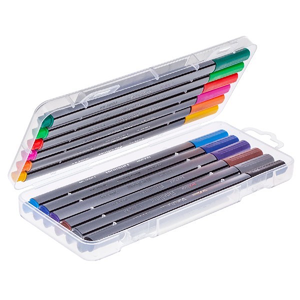 Ручки линеры 12 цв цветные Hatber Terra Colora пласт пенал Превью 1