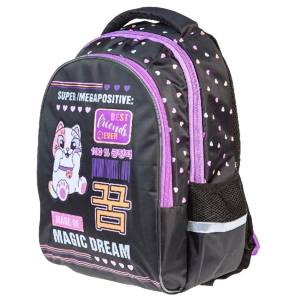 Рюкзак эргономич. Hatber Кот-мечтатель черный 2 отделения 3 кармана Превью 2