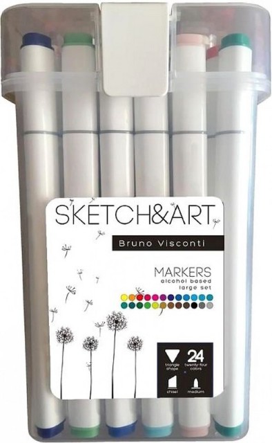 Маркеры д/скетчинга двуст 24цв 1-6мм BV Sketch&Art Средний