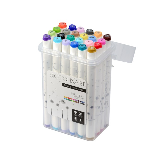 Маркеры д/скетчинга двуст 24цв 1-6мм BV Sketch&Art Средний Превью 1