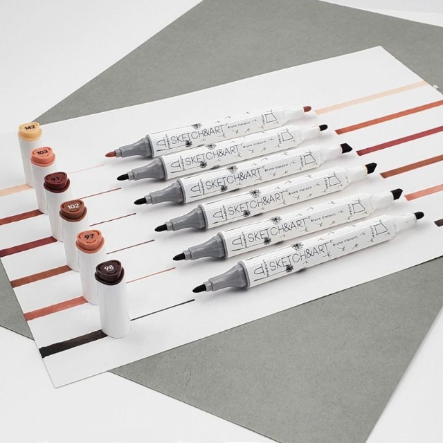 Маркеры д/скетчинга двуст 6цв 1-6мм BV Sketch&Art Терракота Превью 1