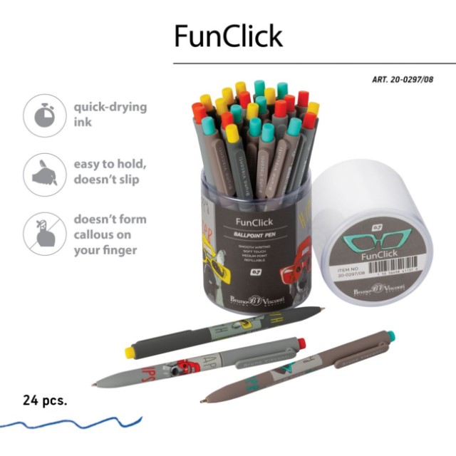 Ручка шариковая синяя BV FunClick Псы на стиле 0,7мм принт Превью 8