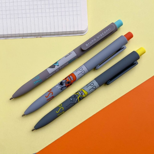 Ручка шариковая синяя BV FunClick Псы на стиле 0,7мм принт Превью 7