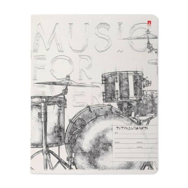 Тетрадь 24л линейка Music Black&White