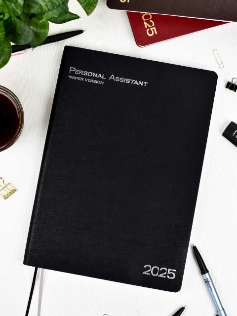 Ежедневник А4 2025г Escalada Шеврет глосс чёрный (кожзам Превью 1