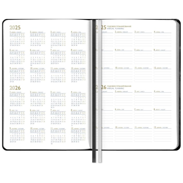 Ежедневник А4 2025г Escalada Шеврет глосс чёрный (кожзам Превью 3