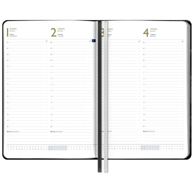 Ежедневник А4 2025г Escalada Шеврет глосс чёрный (кожзам Превью 4