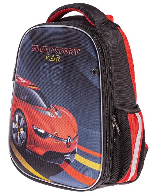 Ранец панцирный Hatber Super Sports Car черно-красный 2 отделения, 2 кармана Превью 5