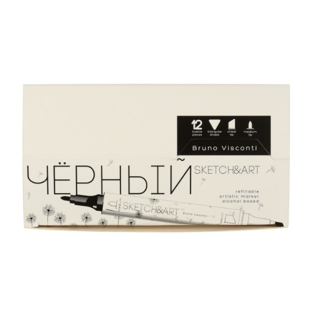 Маркер д/скетчинга двуст 1-6мм BV Sketch&Art черный блендер (поштучно) Превью 1