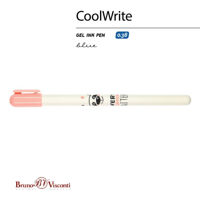 Ручка гелевая синяя BV CoolWrite Медведь 0,38мм принт Превью 2